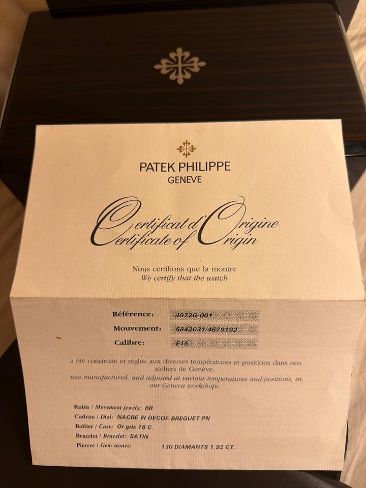 Patek Philippe Gondolo 4972G-001 White Gold Mother of Pearl 2016