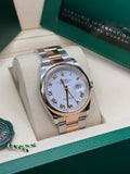 Rolex Datejust 36 New 2026 White Roman Dial Two Tone Rose Gold Oyster