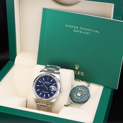 Rolex Datejust 36 Blue Motif Dial Oyster 126234 Fluted Bezel