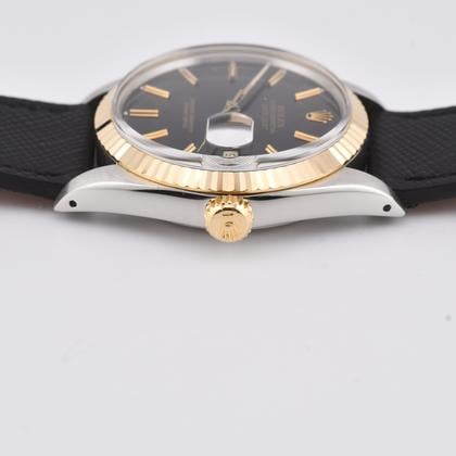 Rolex Datejust 16013 1988 Two Tone Black Dial Leather Strap