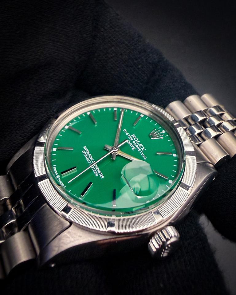 Rolex Oyster Perpetual Date 1501 1972 Custom Green Dial
