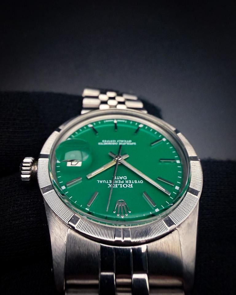 Rolex Oyster Perpetual Date 1501 1972 Custom Green Dial
