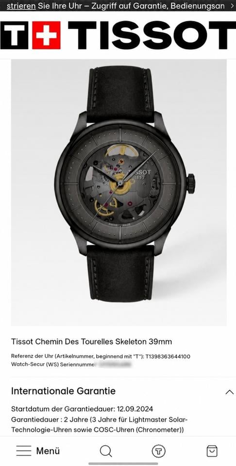 Tissot Chemin des Tourelles Squelette