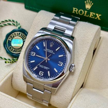Rolex Oyster Perpetual 36 116000 Blue Dial Box and Papers