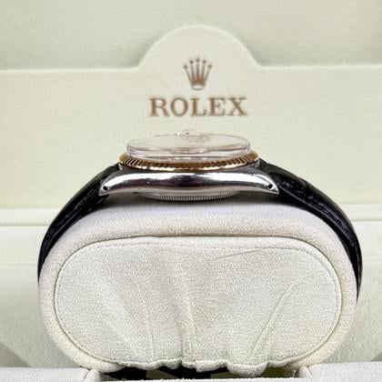 Rolex Datejust 36 16013 1983 Two Tone Silver Dial Leather Strap