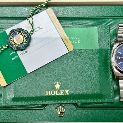 Rolex Oyster Perpetual 36 116000 Blue Dial Box and Papers